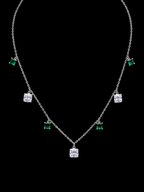 Necklace with Yellow and White Square Crystals