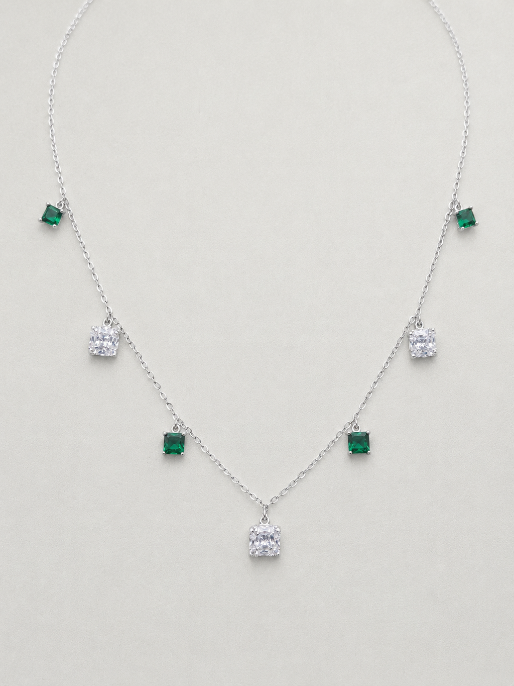 Necklace with Yellow and White Square Crystals