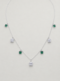 Necklace with Yellow and White Square Crystals