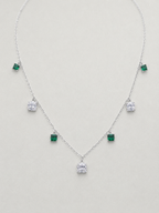 Necklace with Yellow and White Square Crystals
