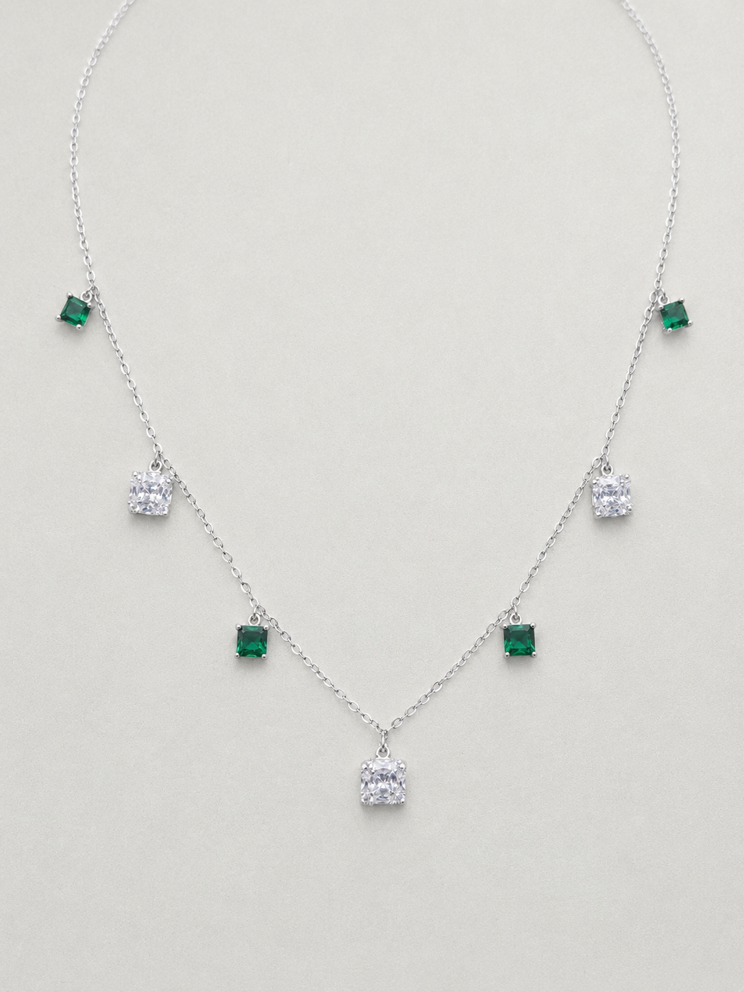 Necklace with Yellow and White Square Crystals