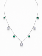 Necklace with Yellow and White Square Crystals