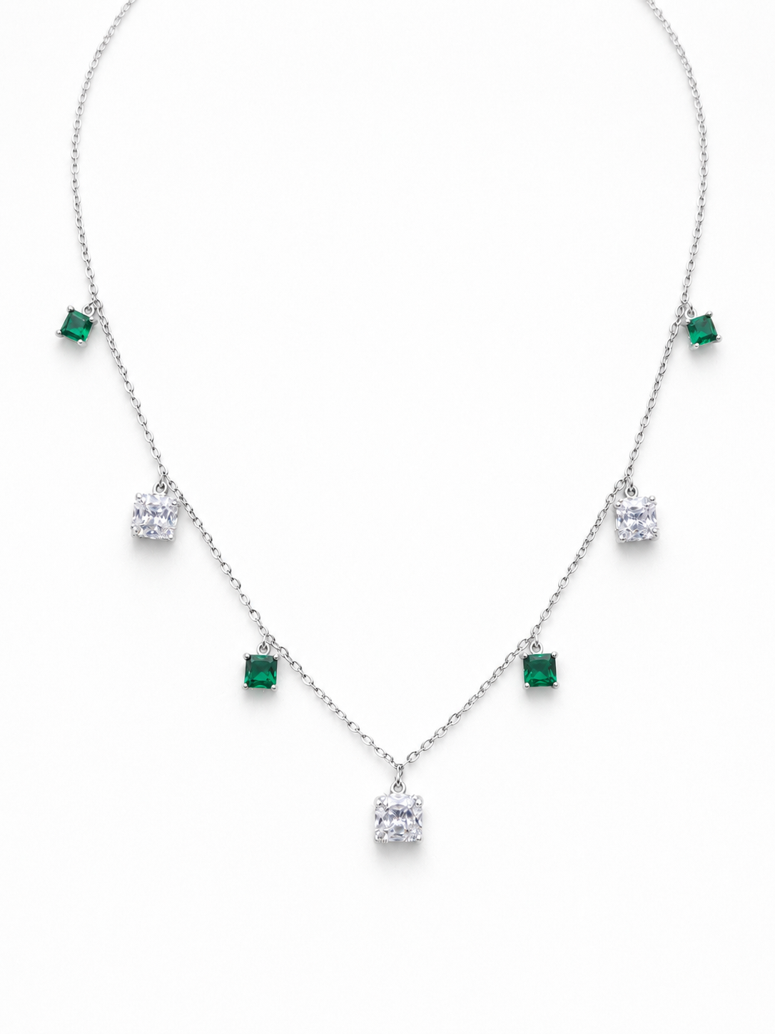 Necklace with Yellow and White Square Crystals