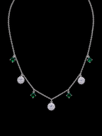 Necklace with Radiant Floral and Square Crystal