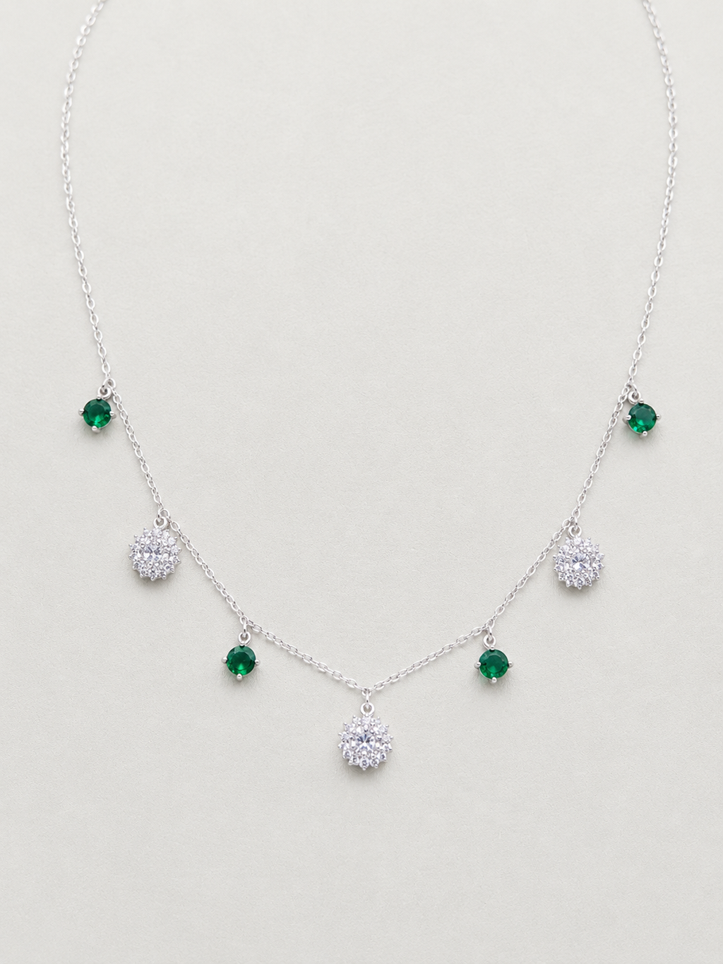Necklace with Radiant Floral and Square Crystal