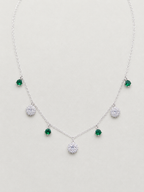 Necklace with Radiant Floral and Square Crystal
