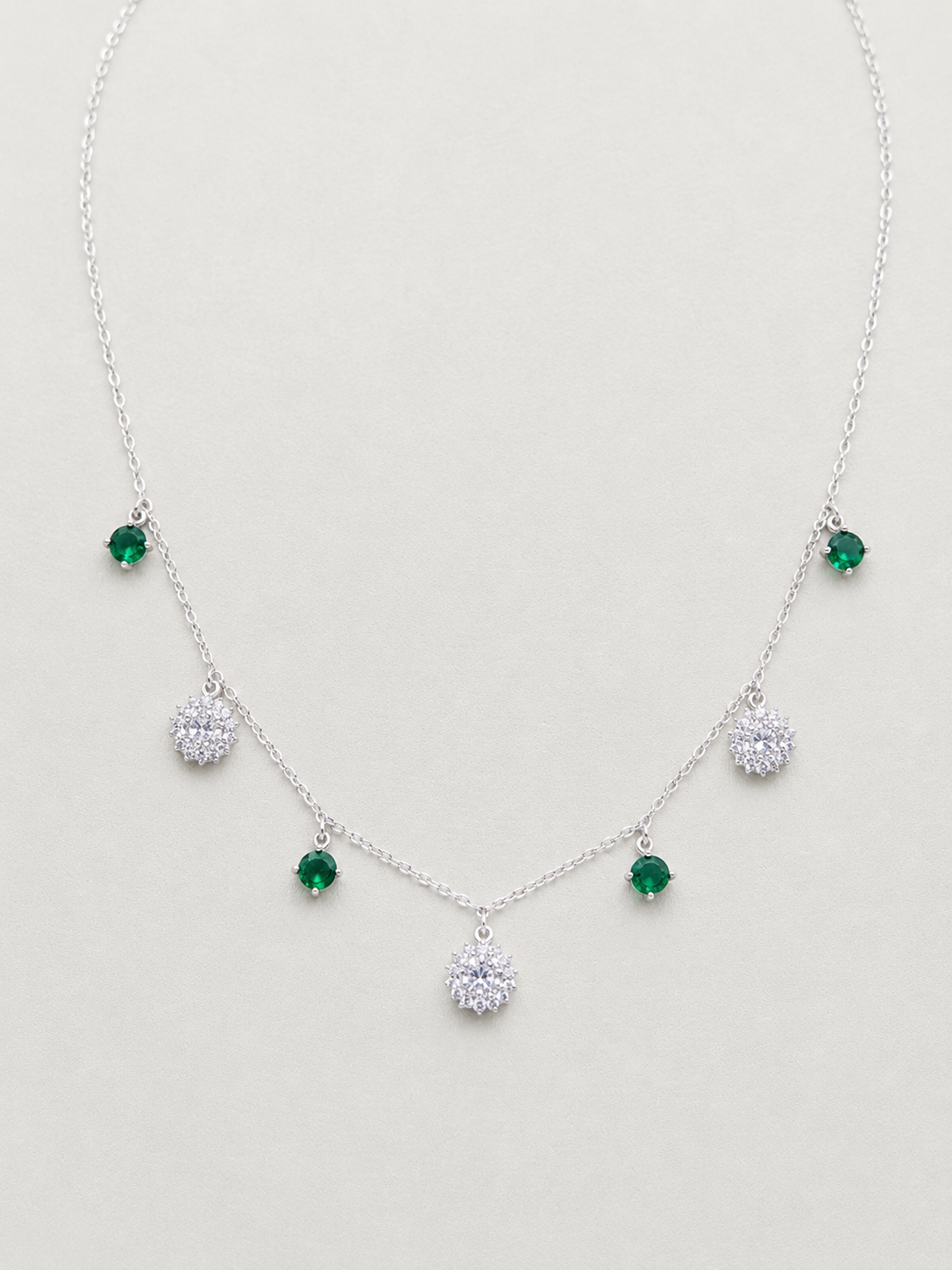 Necklace with Radiant Floral and Square Crystal