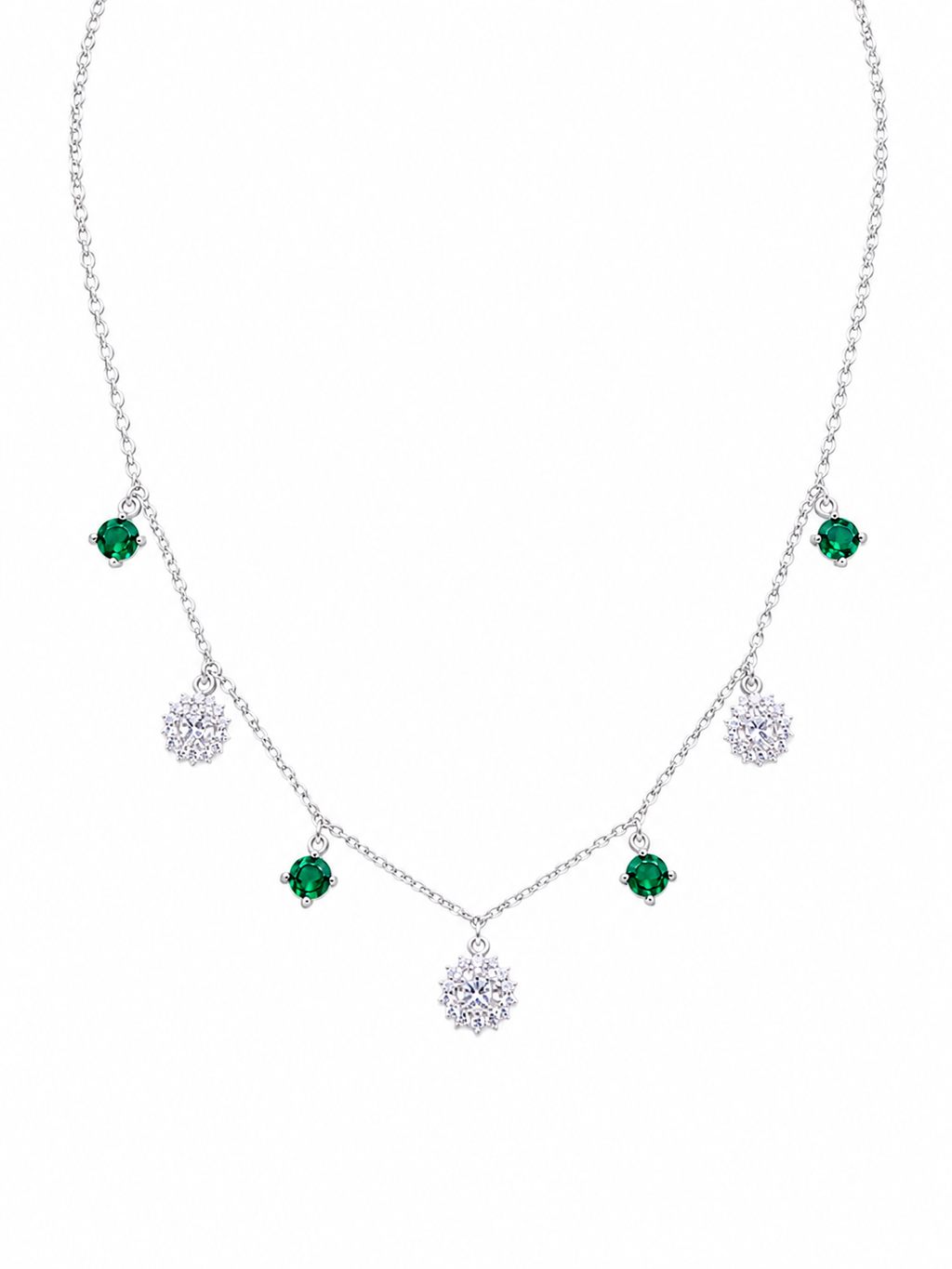 Necklace with Radiant Floral and Square Crystal