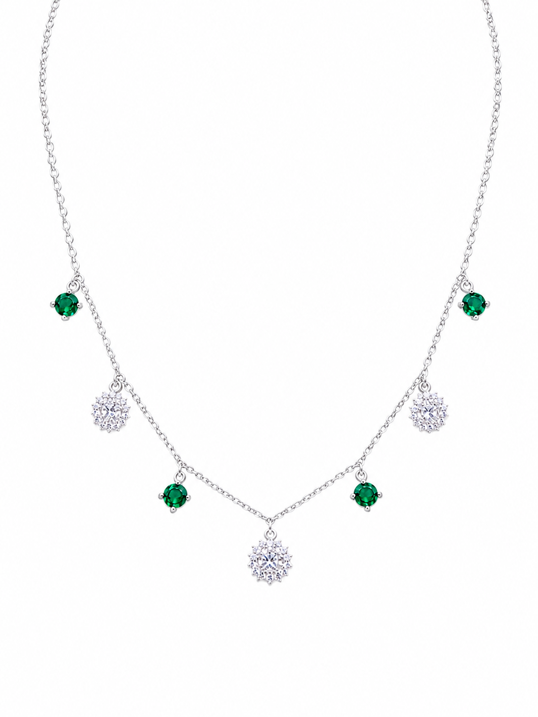 Necklace with Radiant Floral and Square Crystal