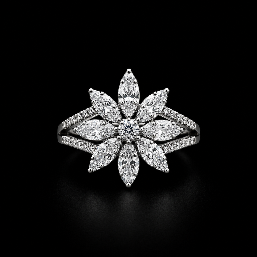 Lotus Flower Ring with Shimmering Zircon