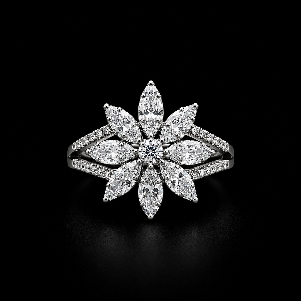 Lotus Flower Ring with Shimmering Zircon