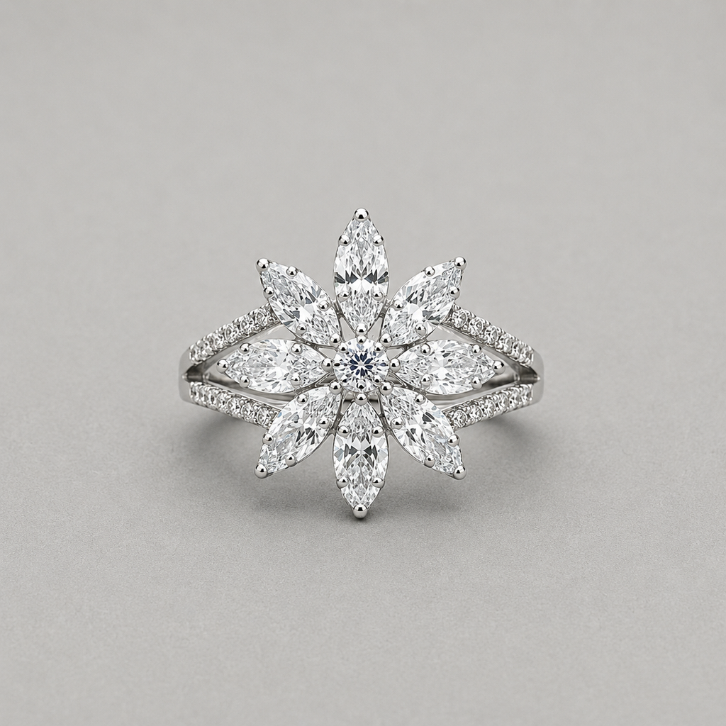 Lotus Flower Ring with Shimmering Zircon