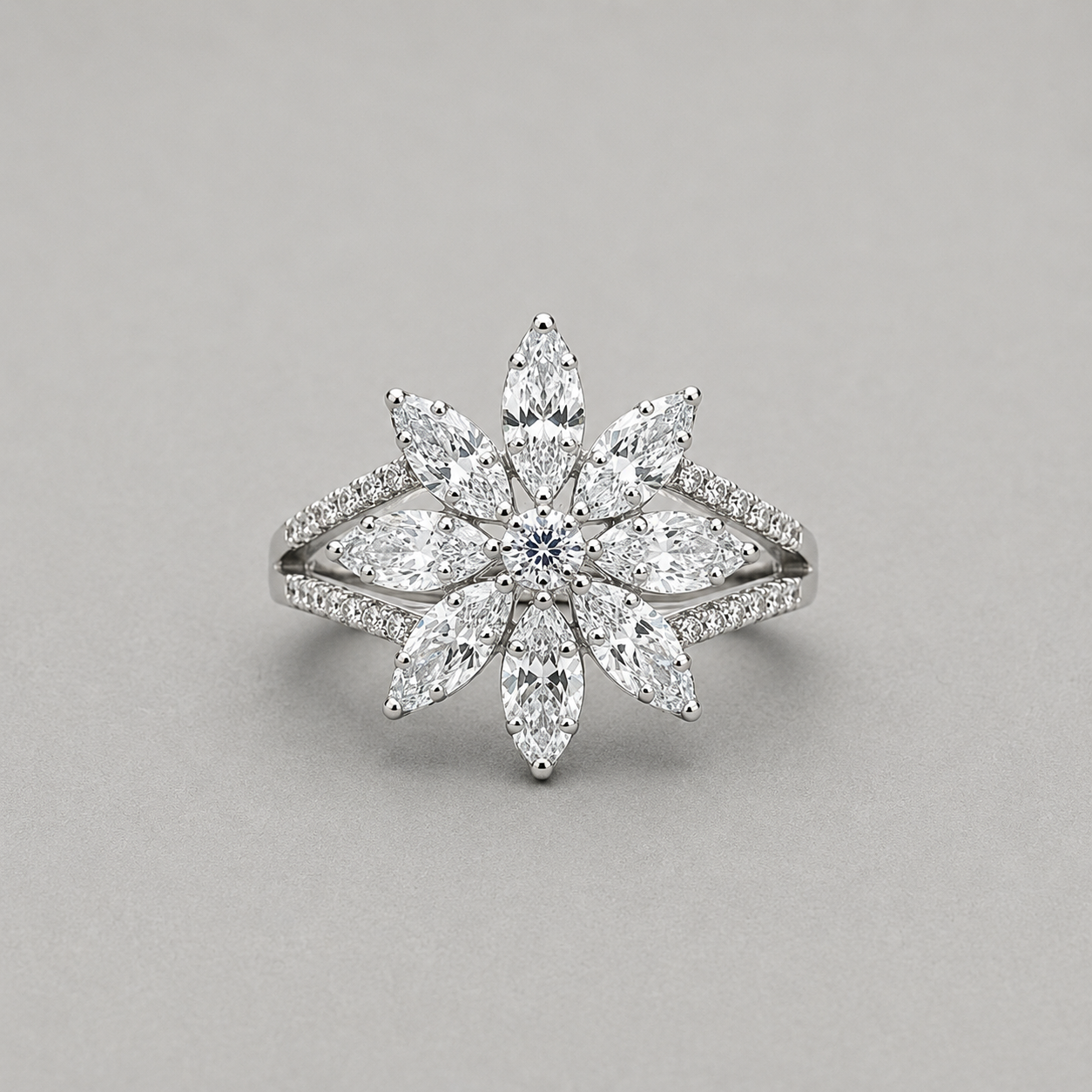 Lotus Flower Ring with Shimmering Zircon