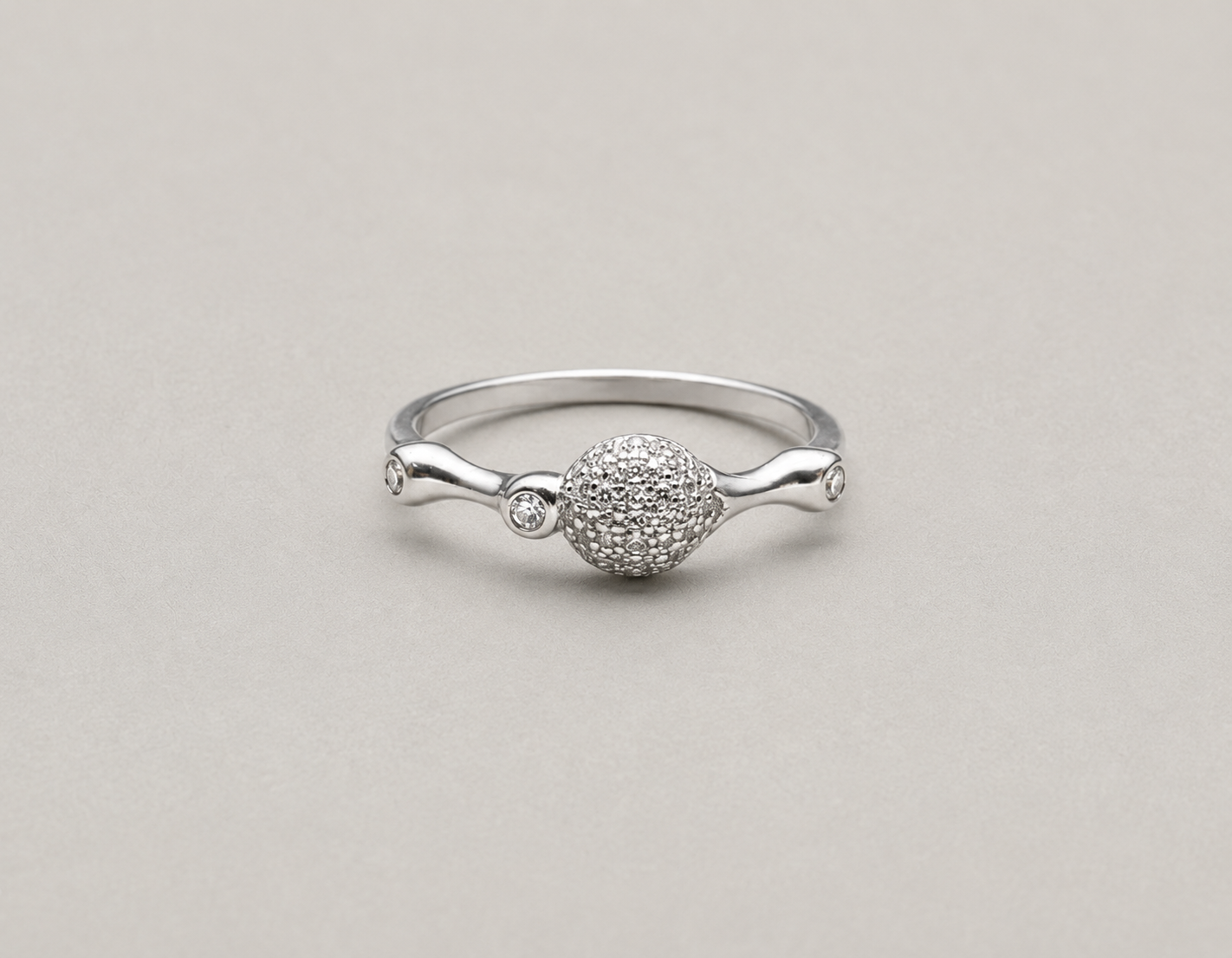 Delicate Pavé Ball Ring