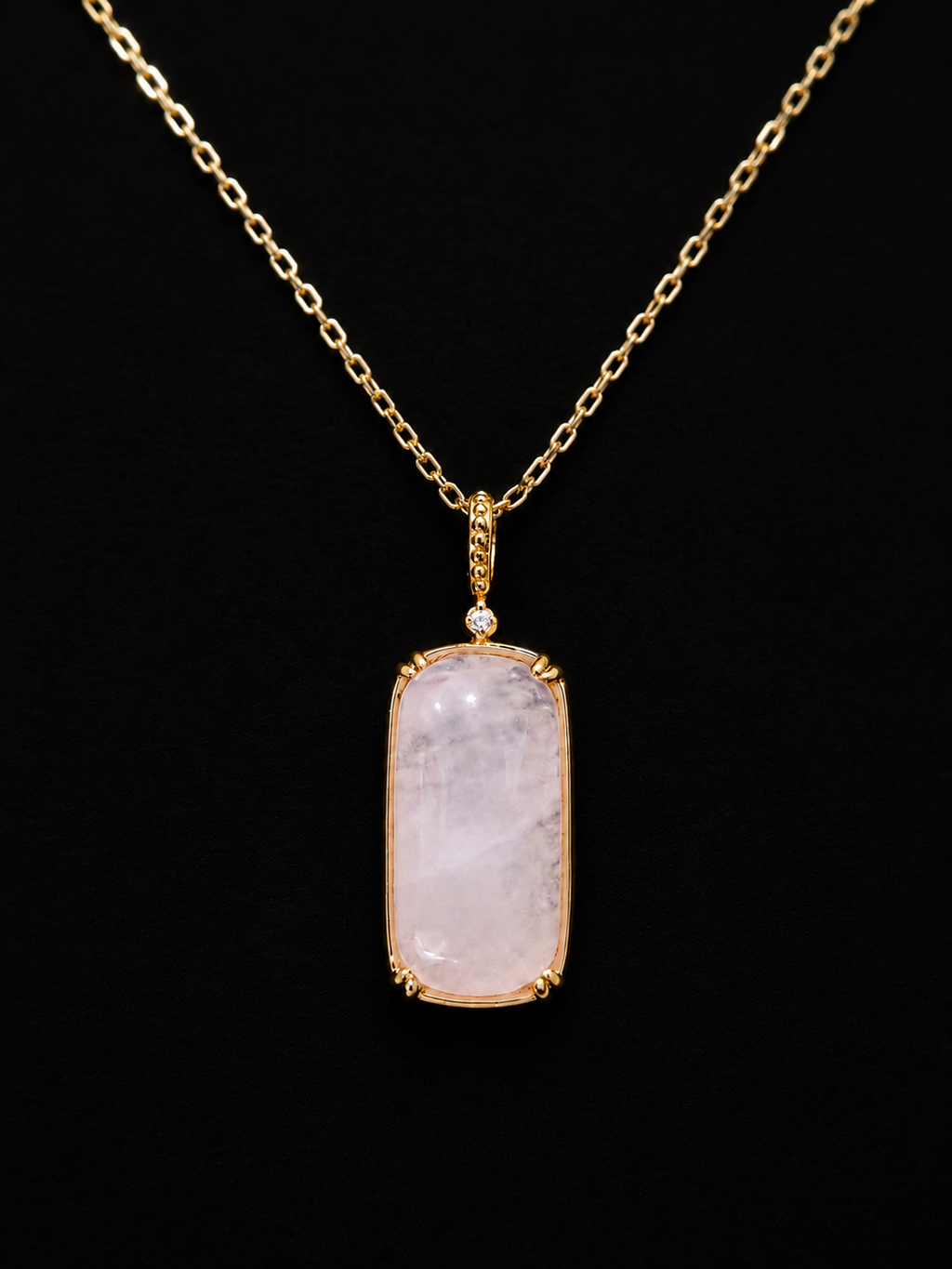 Elegant Oblong Rose Quartz Necklace