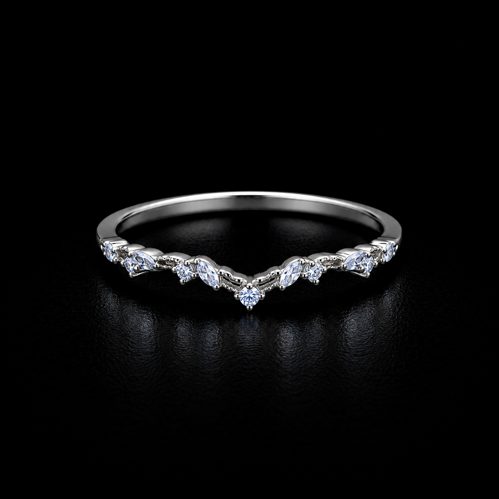 Modern Curved Silver Stacking Ring