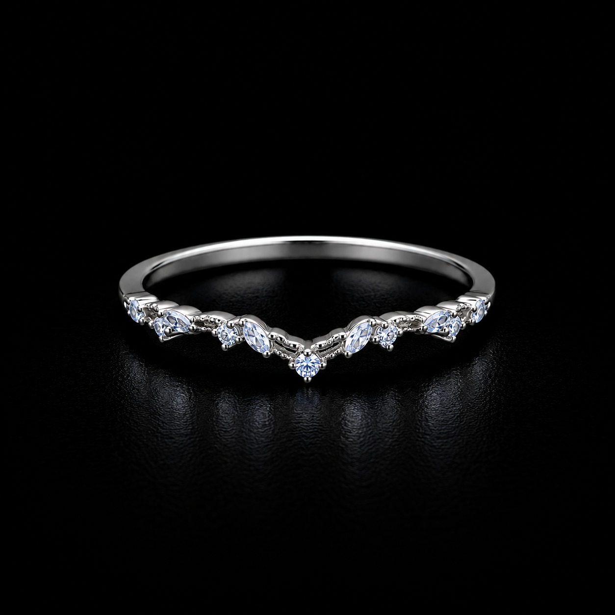 Modern Curved Silver Stacking Ring