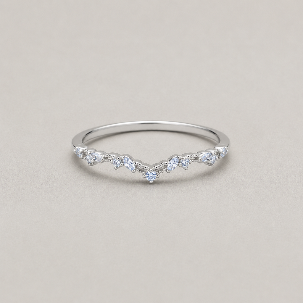 Modern Curved Silver Stacking Ring
