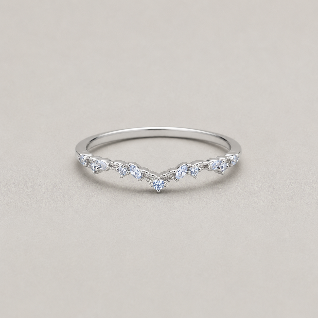 Modern Curved Silver Stacking Ring
