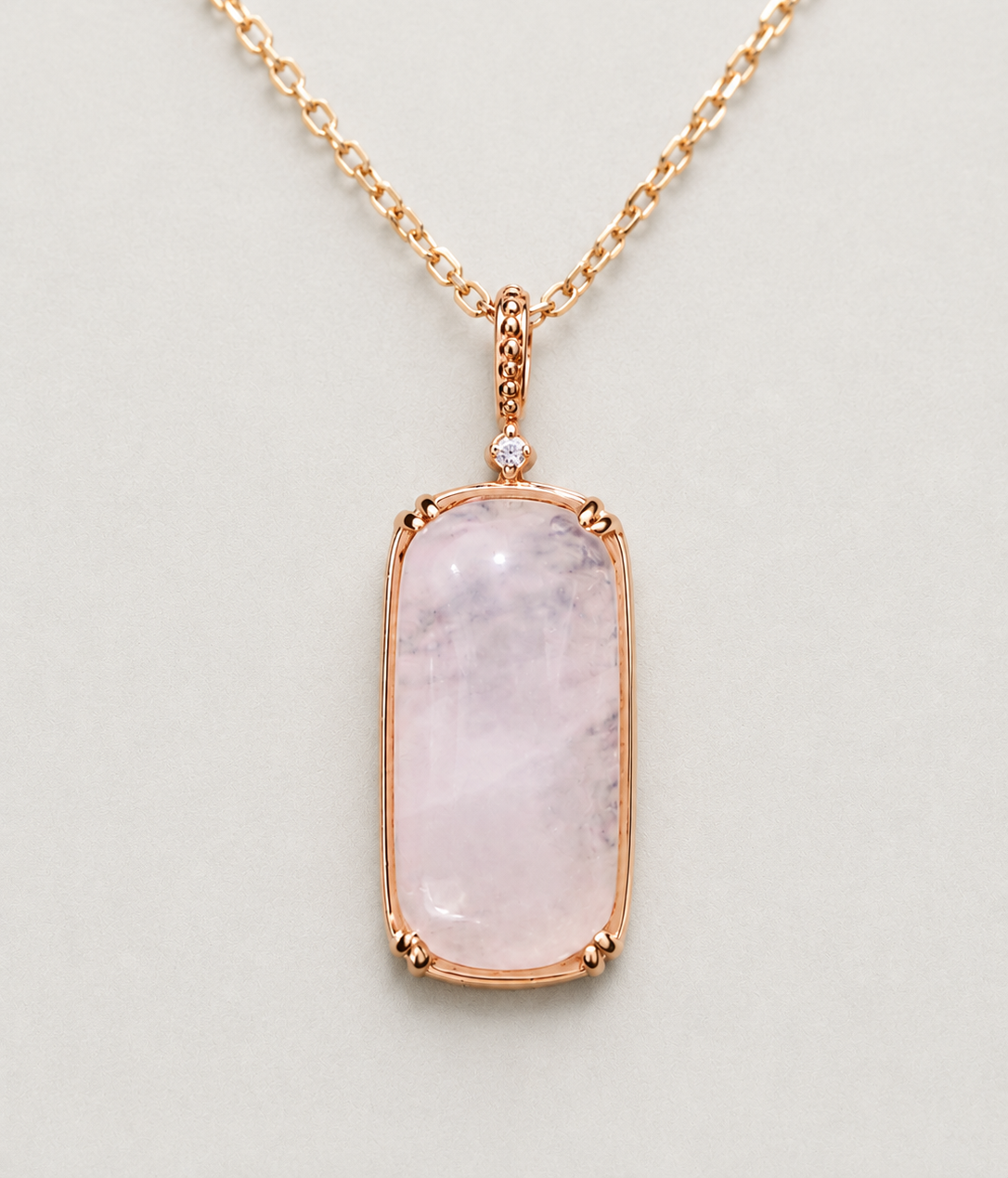 Elegant Oblong Rose Quartz Necklace