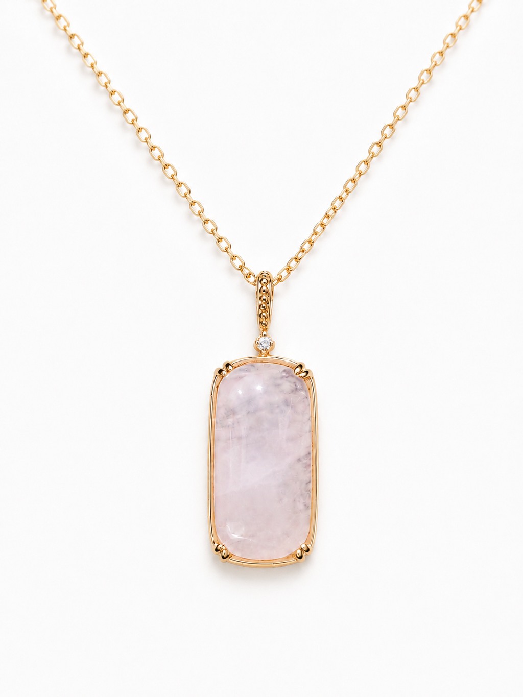 Elegant Oblong Rose Quartz Necklace