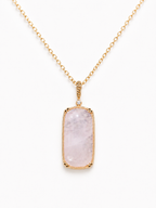 Elegant Oblong Rose Quartz Necklace