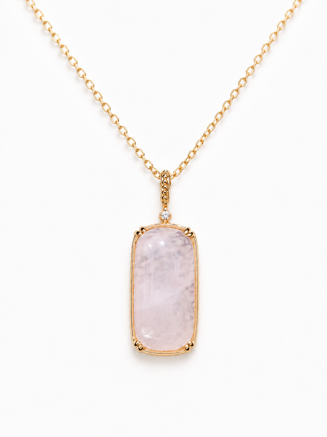 Elegant Oblong Rose Quartz Necklace