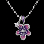 Purple Enamel Floral Necklace
