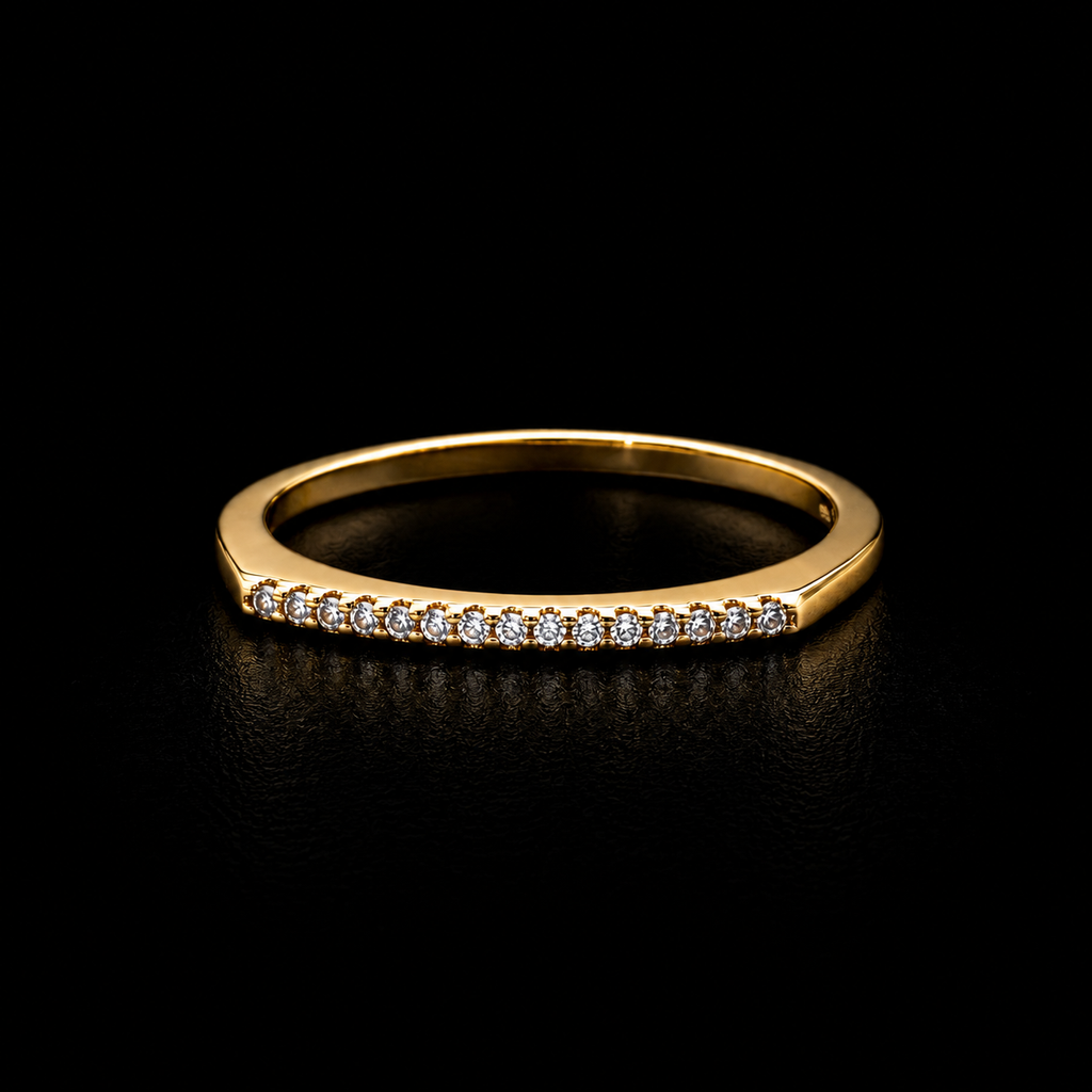 Gold Plated Knife-Edge Pavé Ring