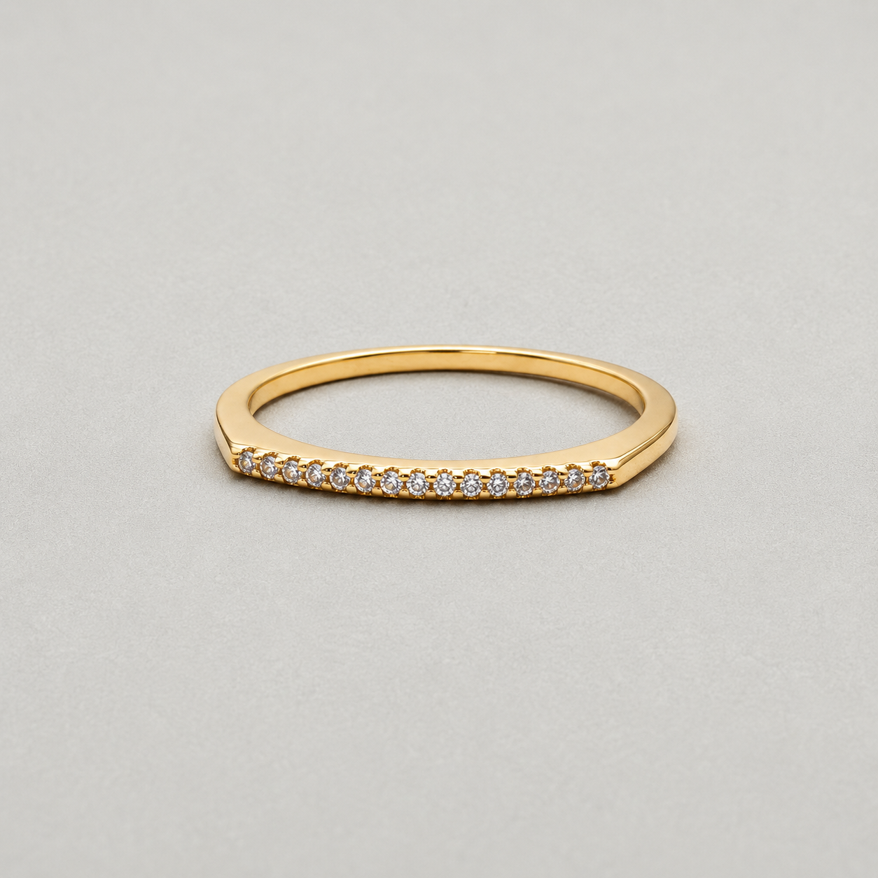 Gold Plated Knife-Edge Pavé Ring