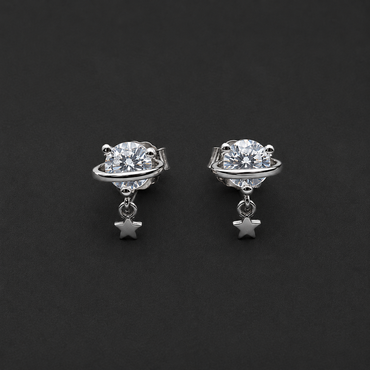 Heart-Cut Crystal Stud Earrings