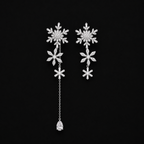 Asymmetric Snowflake Dangle Earrings