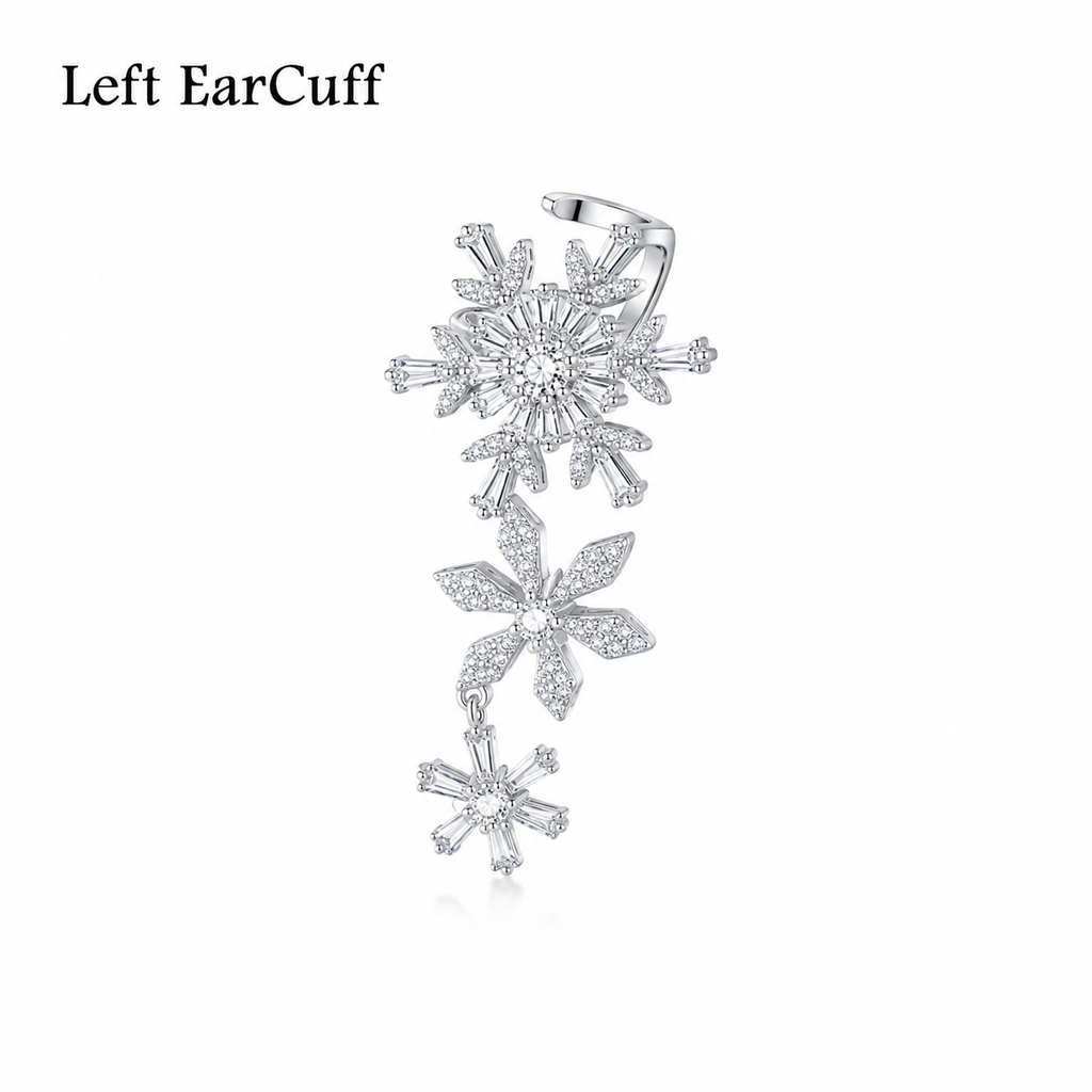 Asymmetric Snowflake Dangle Earrings