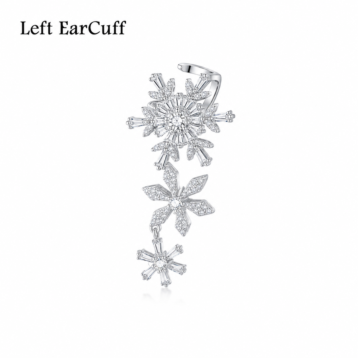 Asymmetric Snowflake Dangle Earrings
