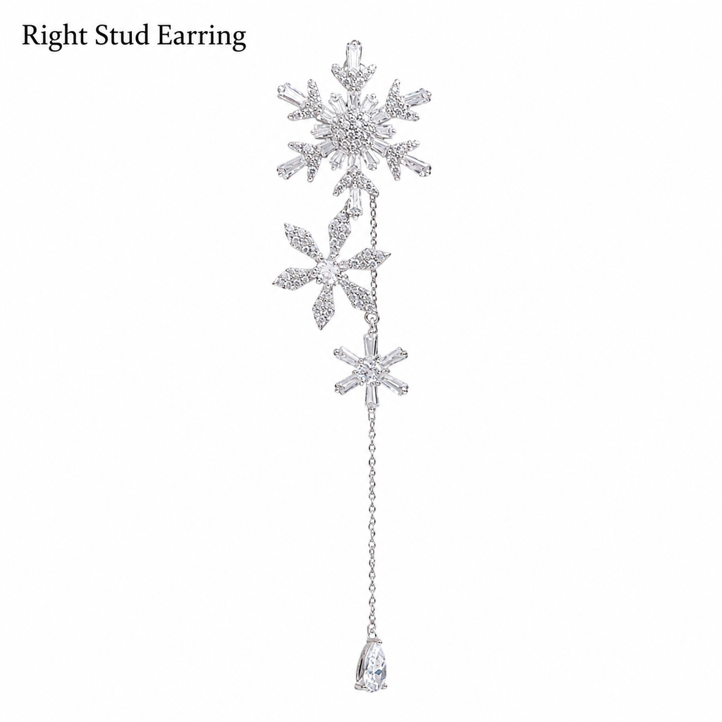 Asymmetric Snowflake Dangle Earrings
