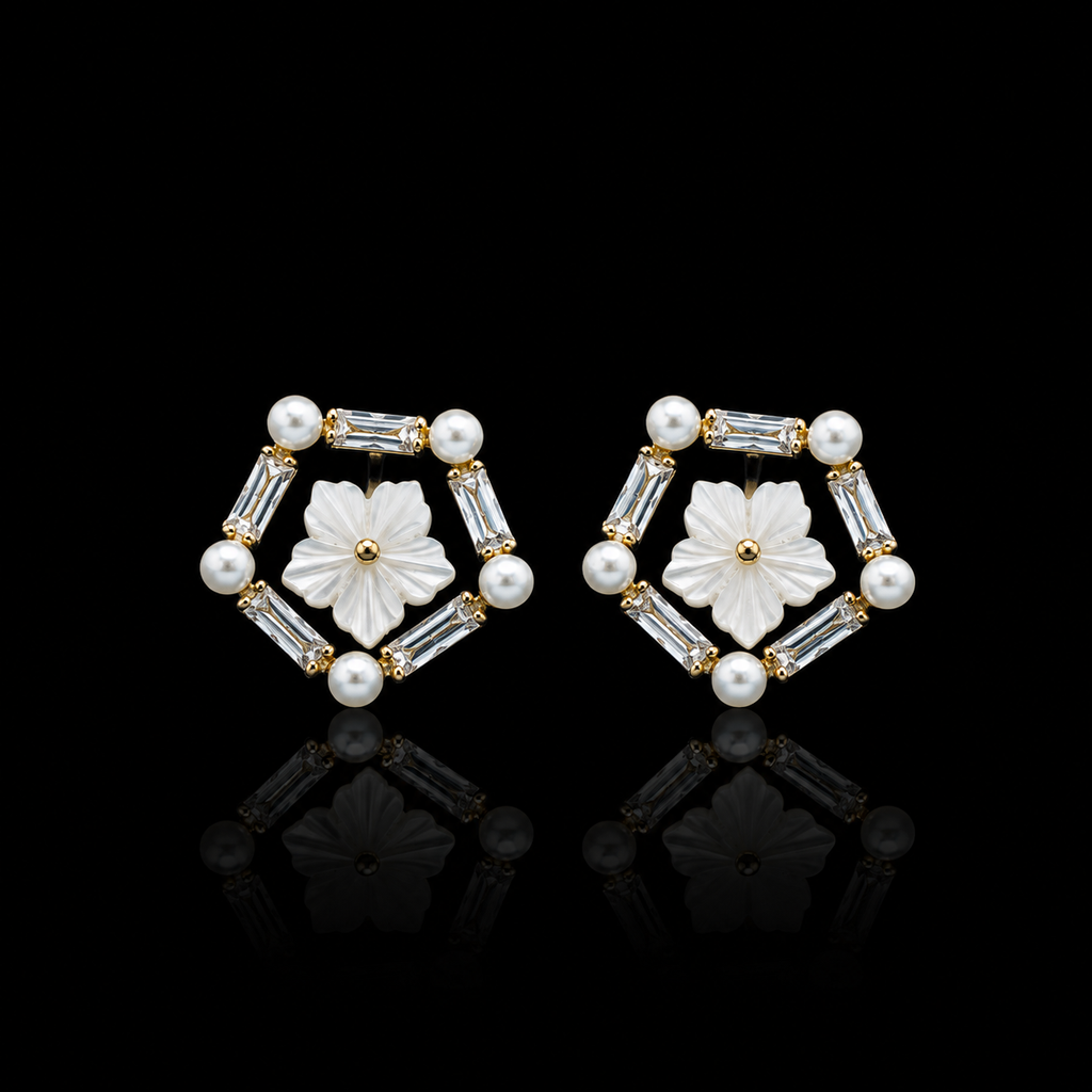 Pentagonal Floral Studs