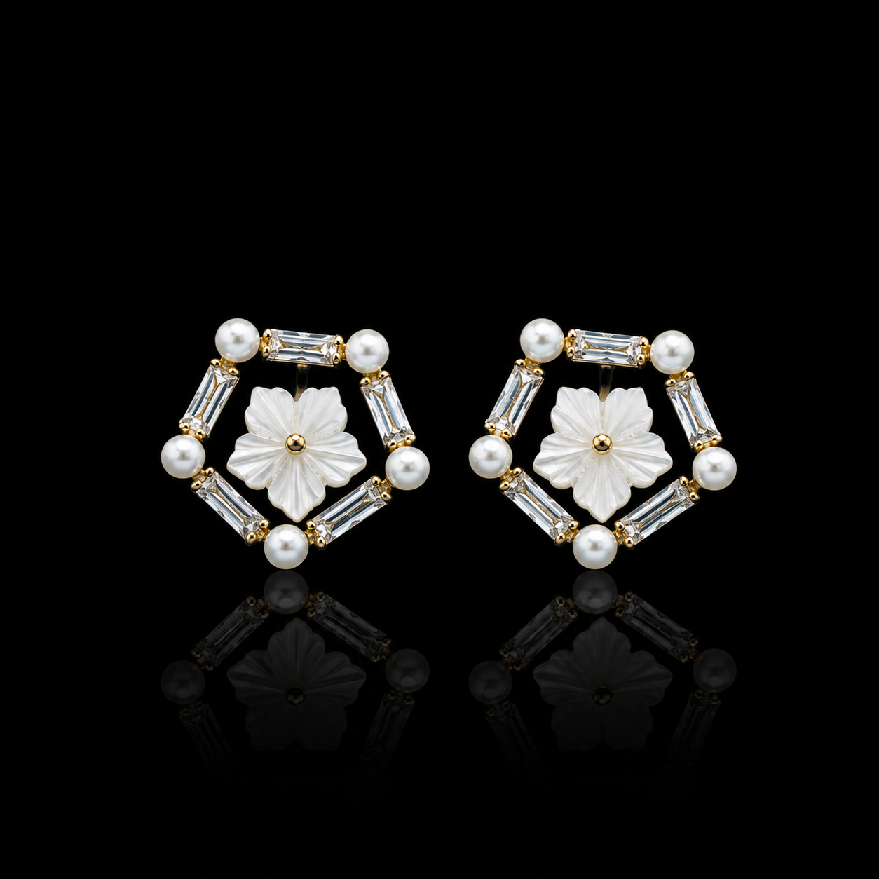 Pentagonal Floral Studs