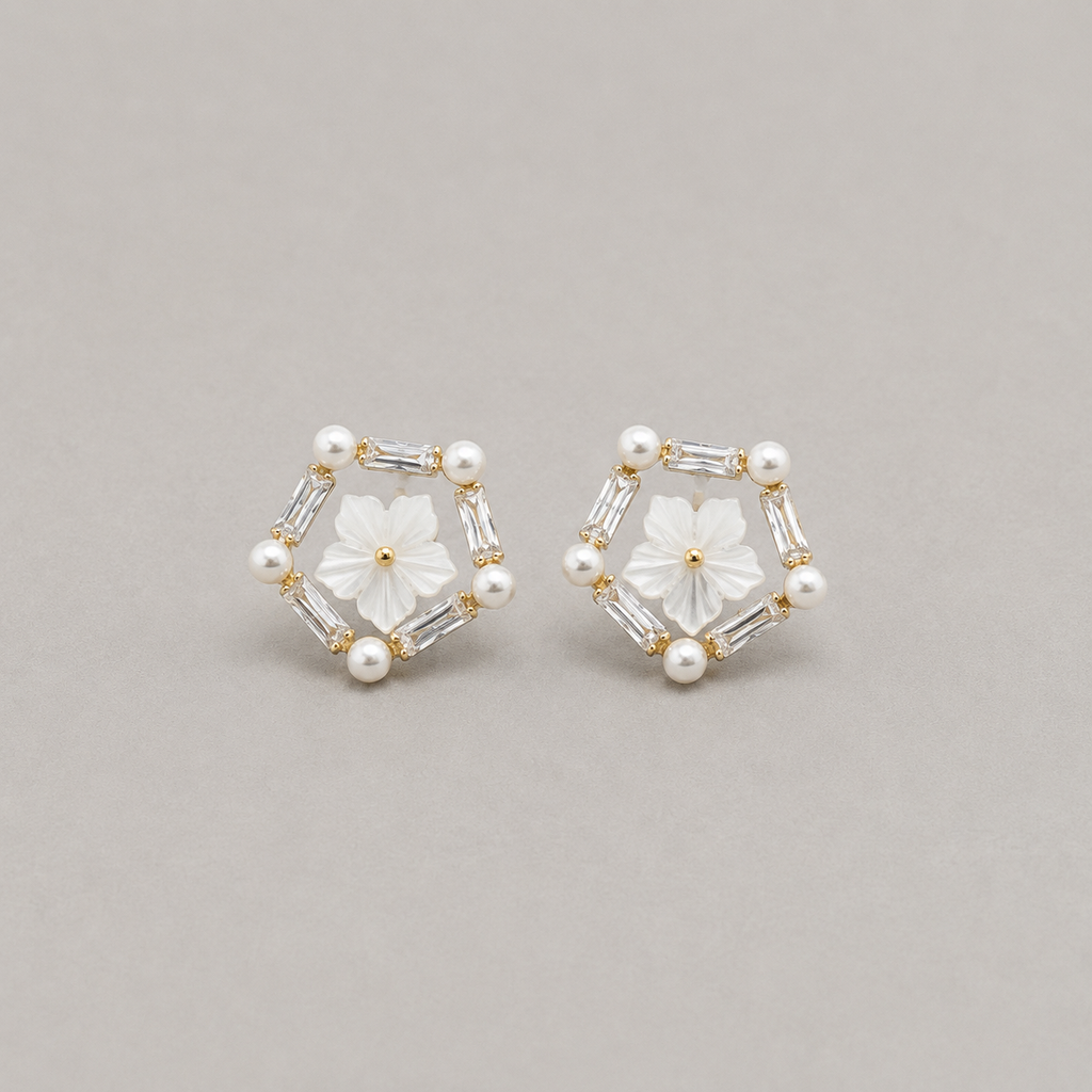 Pentagonal Floral Studs