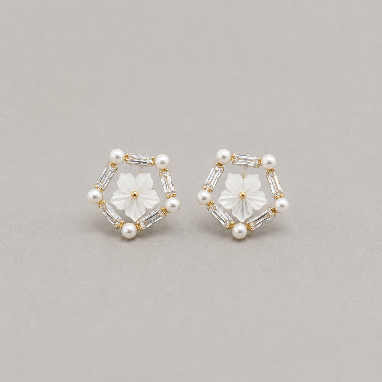 Pentagonal Floral Studs