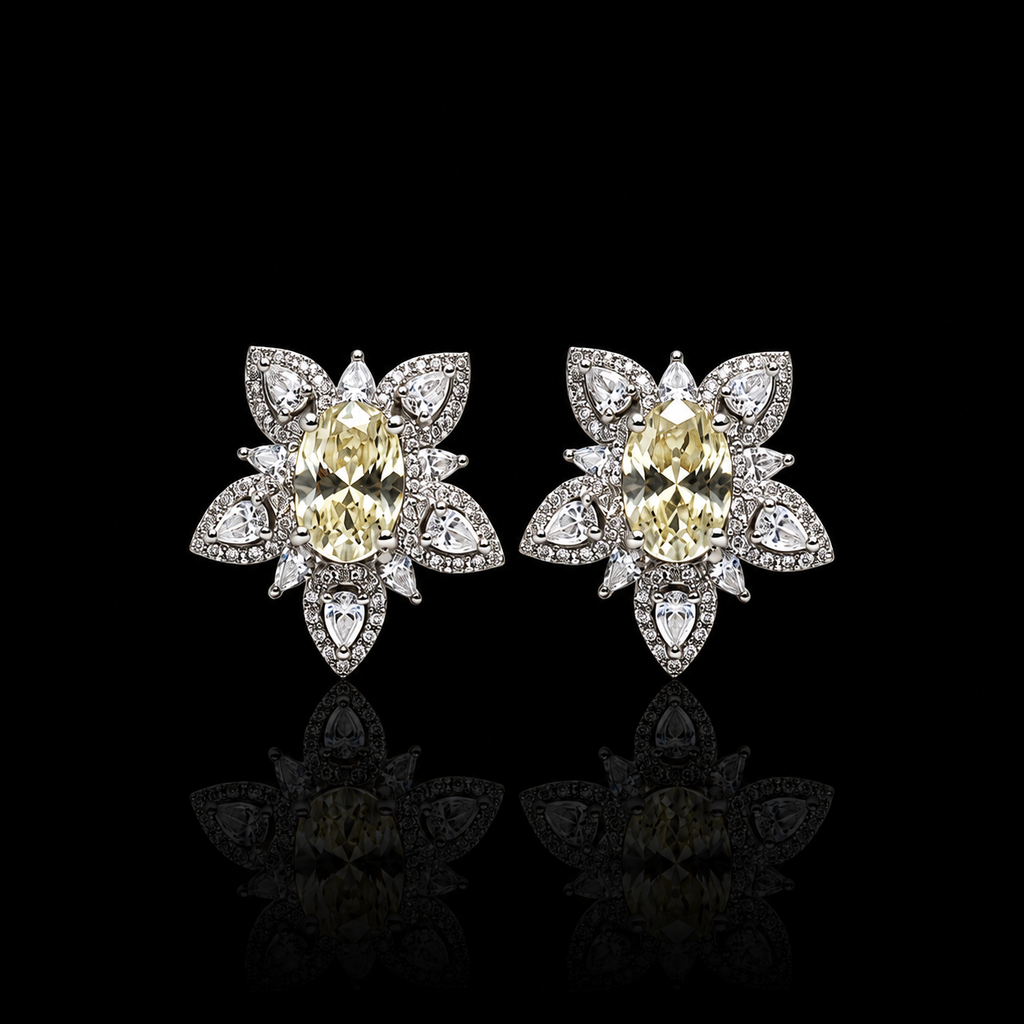 Oval Crystal Starburst Studs