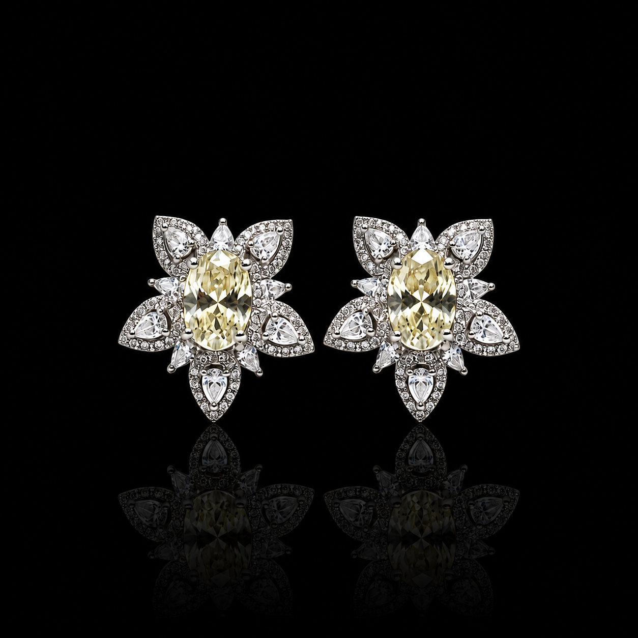 Oval Crystal Starburst Studs