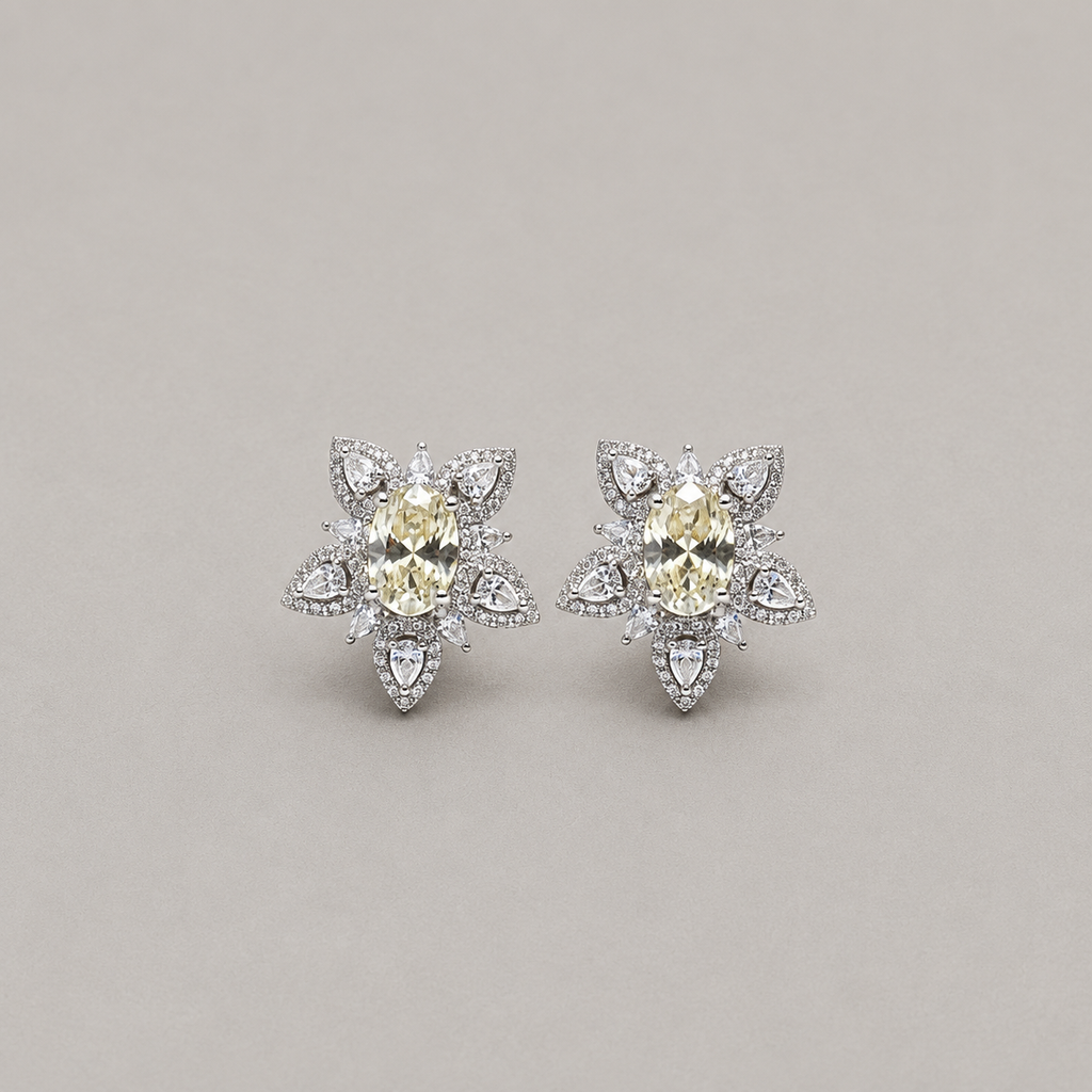 Oval Crystal Starburst Studs