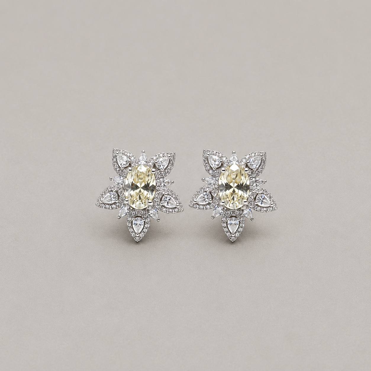 Oval Crystal Starburst Studs