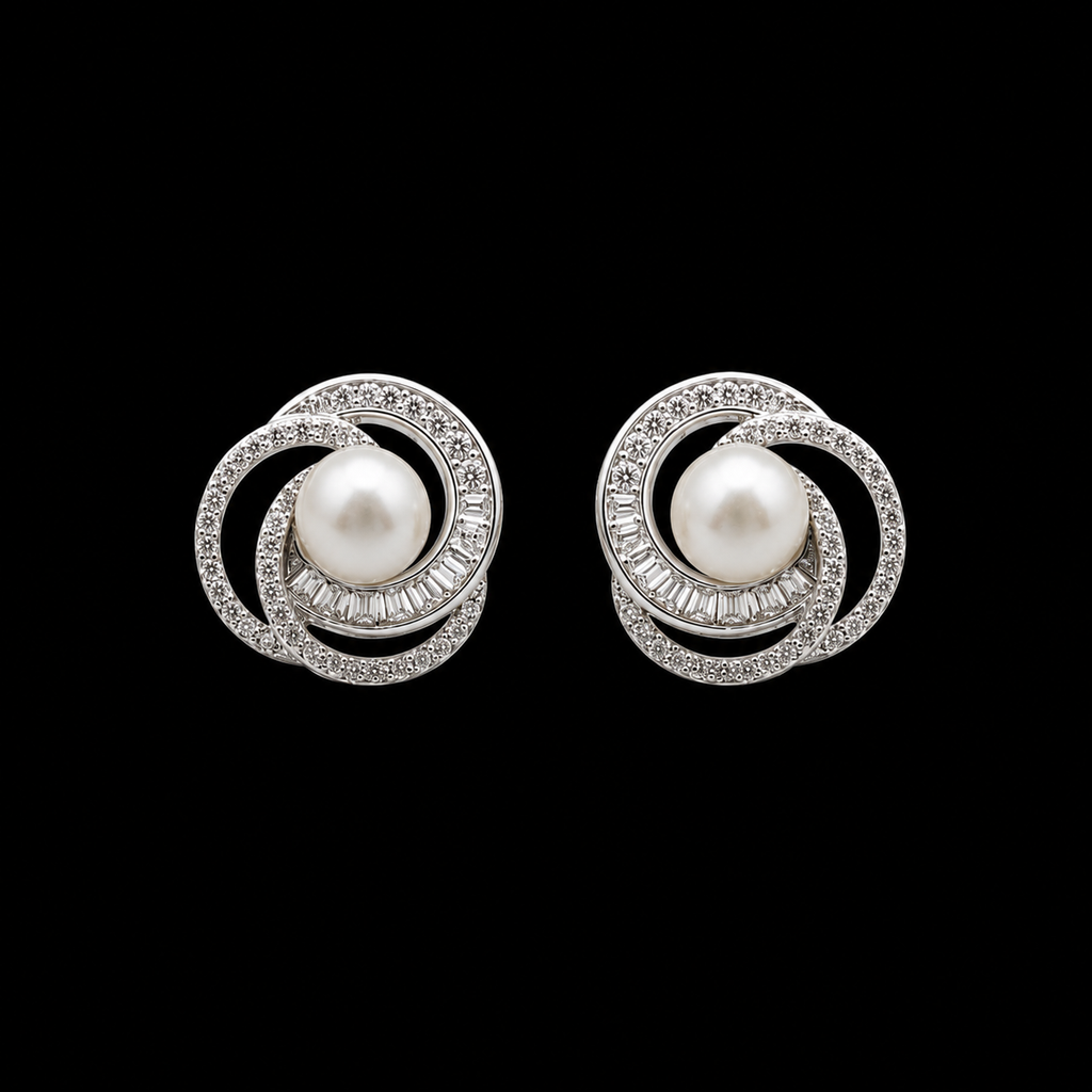 Triple-Swirl Pearl Studs