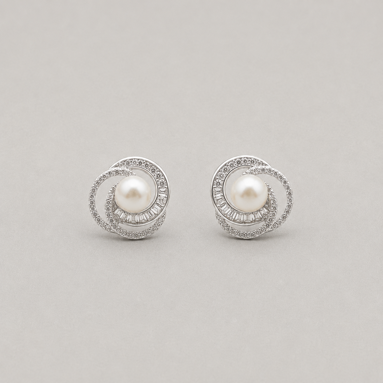 Triple-Swirl Pearl Studs