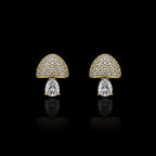 Whimsical Sterling Silver Pave-Set Mushroom Stud Earrings with Pear-Cut Crystal Accents