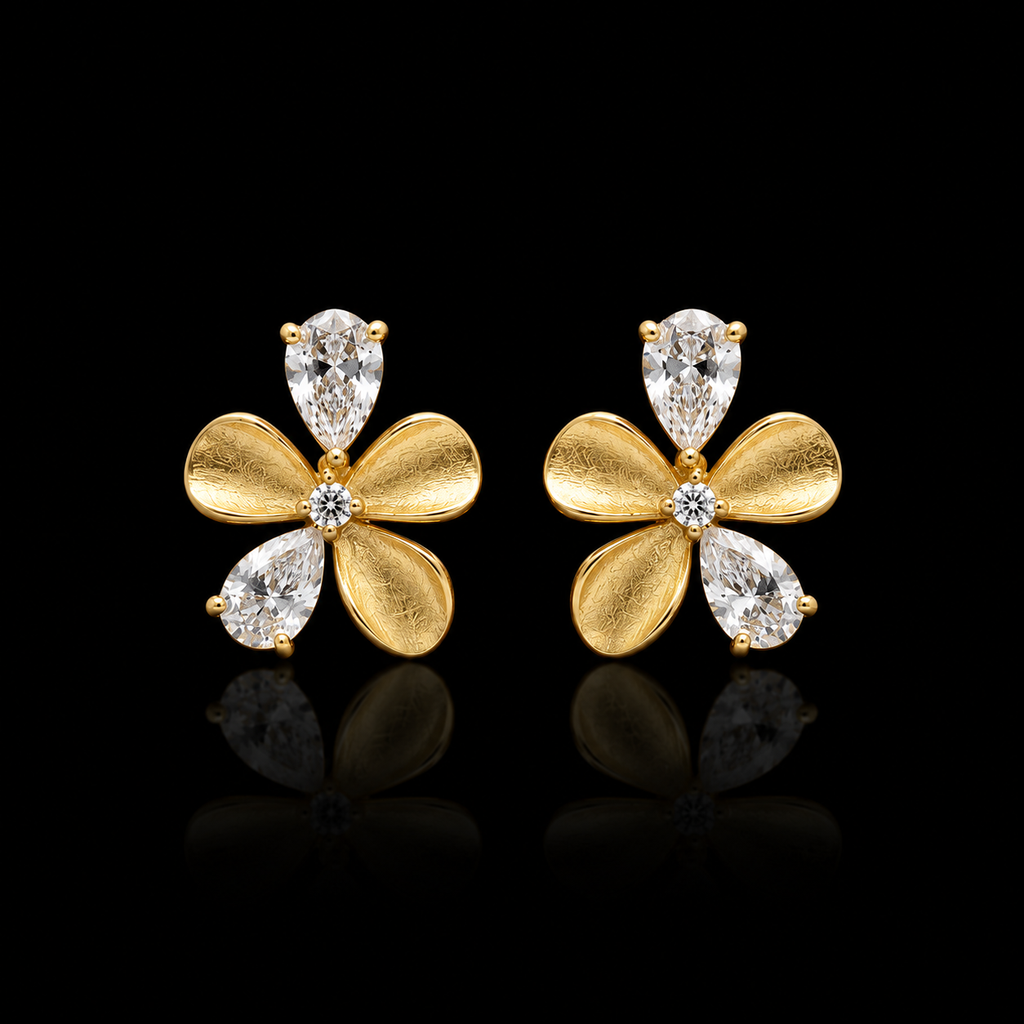 Frosted Petal Flower Studs