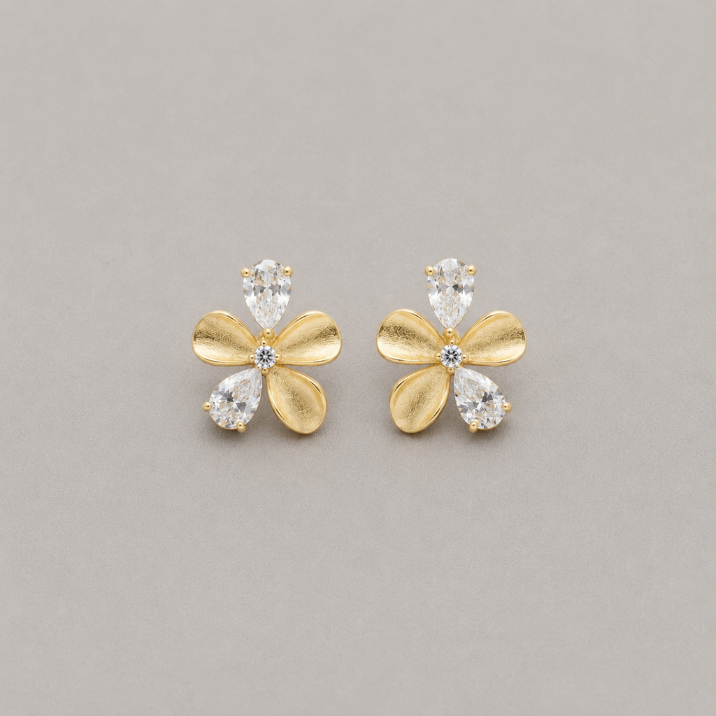 Frosted Petal Flower Studs