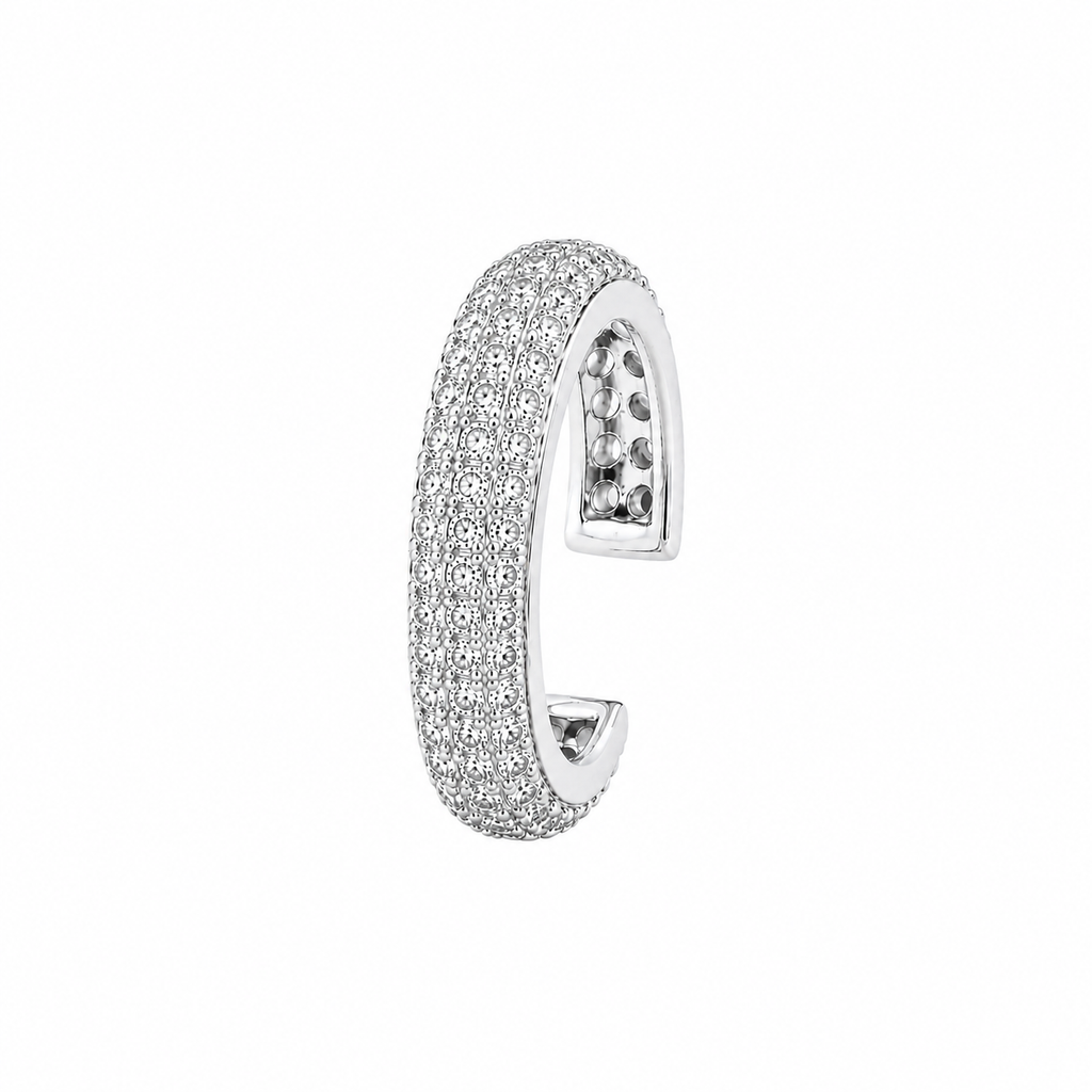 Luxurious S925 Sterling Silver Triple-Row Pav‚ Crystal Ear Cuff