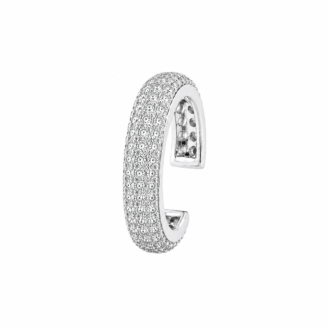 Luxurious S925 Sterling Silver Triple-Row Pav‚ Crystal Ear Cuff